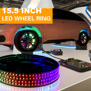 مصباح مركز سيارة LED RGB مزدوج التدفق بوصة مقاوم للماء شريط نيون ضوء عجلة مصباح جو 12 فولت جهد جديد - Product Image 4
