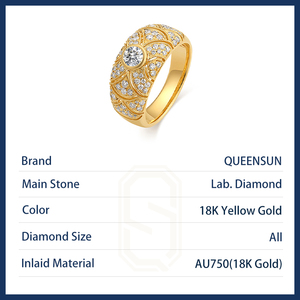 Кольцо женское Queensun, позолота 18К, винтажное, с белым золотом, с бусинным краем, основной камень 20 карат, лабораторный бриллиант DE VS, 10G, модное ювелирное изделие - Product Image 6