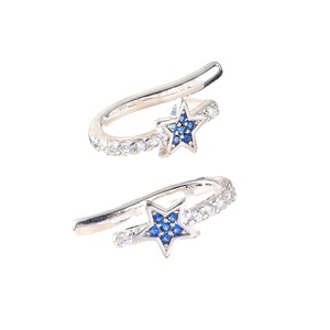 RAKOL EP23012022 Designer Zircon Inlaid Blue <b>Star</b> Clip Gold Plated Earrings for Women - Product Image 6