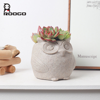Pot de fleurs hibou en résine et ciment, style minimaliste, pour plantes succulentes, décoration de bureau et maison, cadeau original