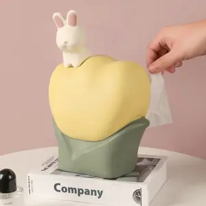 Boîte de serviettes en papier en céramique lapin nordique créatif Animal mignon décoration ménage serviette boîte de papier