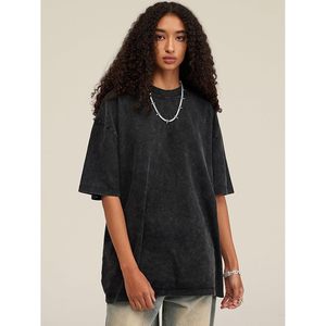 T-shirt en coton surdimensionné pour homme, coupe ample, effet vintage, manches courtes, décontracté, tissu jersey unisexe - Product Image 3