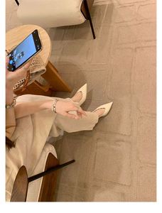 Elegant <b>Pointed</b> <b>Toe</b> Slip-on Cow Leather Backless Mules <b>Flat</b> Shoes for Women - Product Image 6
