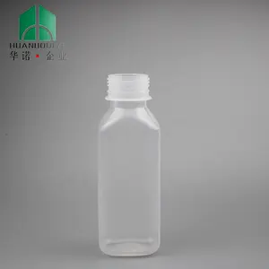 Jus Minuman/Wadah Susu dengan Tutup Kuat Pemadat Warna Bening Plastik Kotak HDPE 8Oz/250Ml Tutup Sekrup Cetak PE