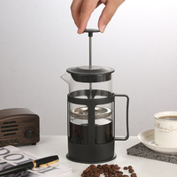Cafetière à piston moderne avec couvercle et filtre manuel en verre borosilicate de haute qualité 350ml/600ml/800ml pour café, thé et mousse de lait
