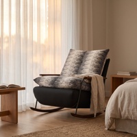 Fauteuil à bascule moderne en tissu, motif zèbre imprimé, coussin en métal, fauteuil d'appoint de loisirs pour balcon et salon