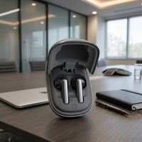 Souris sans fil 2-en-1 avec étui de chargement pour écouteurs, accessoire informatique portable pour les voyages d'affaires et le bureau