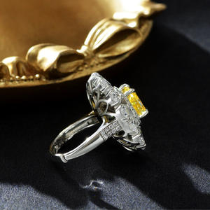 Alta calidad 925 plata esterlina 3ct Fat Square Ice Flower Cut amarillo 8*9mm anillo de moda para mujer joyería fina - Product Image 3