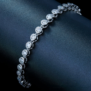 Fashion Minimalist D Color Round Cut White Gold Plated 925 Silver Moissanite Tennis Bracelet Statement Jewelry Women <b>Men</b> - Product Image 3