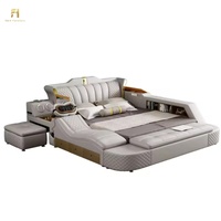 Modernes Minimalistisches Smart-Bett mit USB, Groß, Bequem, aus Leder, Tatami, Polsterbetten für das Schlafzimmer
