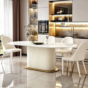 Prezzo all'ingrosso sala da pranzo mobili gamba in metallo economico design semplice lusso moderno ardesia tavolo da pranzo set 6 posti - Product Image 2