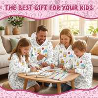 Couverture portable à personnaliser avec imprimé animalier de dessin animé, en polyester tricoté, à capuche, pour toute la famille, cadeau pour enfants, 15 marqueurs