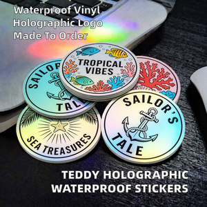 TEDDY New Logo Holographic Die Cut Waterproof Oil Proof Eco-Friendly Vinyl Stickers Strong Stickiness Craft Packaging <b>Labels</b> - Product Image 2