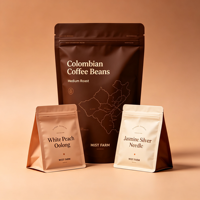 Sachets Doypack Personnalisés en Usine, Qualité Alimentaire, Gaufrage, Plusieurs Options de Fabrication pour l'Emballage de Grains de Café Torréfiés et de Thé Séché en Vrac