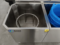 Hoog rendement fruit- en groentewas- en ontwateringsmachine, continu werkend voor de verwerking van saladegroenten.