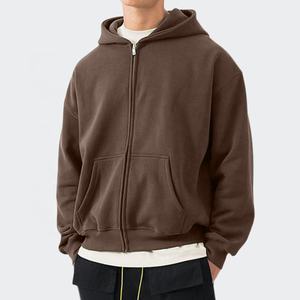 Vintage printemps Streetwear lourd fermeture éclair à capuche personnalisé strass surdimensionné à capuche Ubisex 500 Gsm Boxy fermeture éclair à capuche hommes - Product Image 1