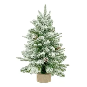 KGクリスマス卸売arbol de nav豪華な60CMテーブルデコレーションクリスマスツリーホワイトフロック小さなクリスマスツリーLEDライト付き