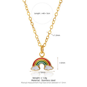Collar Bohemio de Acero Inoxidable 316 Resistente al Agua, Chapado en Oro de 14k y 18k, con Diseño de Arcoíris Colorido para Mujer - Product Image 6