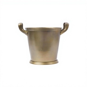 Seau à glace doré brossé avec poignée, style français, pour la décoration de table de bar ou de fête, refroidisseur à champagne et vin, designs personnalisés - Product Image 1