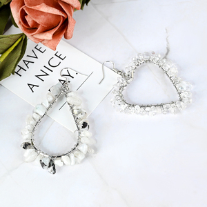 Boucles d'oreilles en argent avec pierres de quartz naturelles en forme de cœur et gravier de cristal pour la mode (vente en gros) - Product Image 6