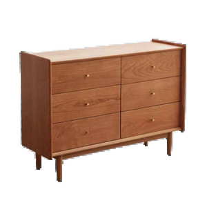 Commode en bois de cerisier à 6 tiroirs, meuble de rangement en bois massif, commode de chambre à coucher - Product Image 5