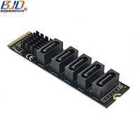 Adaptador de Expansión M.2 NVME M-Key a 5 * SATA 3.0 de 7 Pines, Tarjeta Riser JMB585 con Cable de Datos SATA3 para Disco Duro