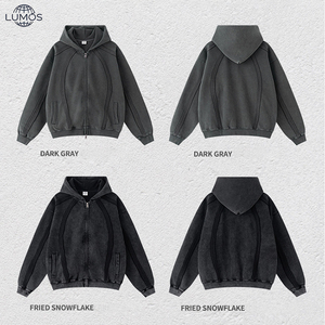 Sudadera con capucha y cremallera para <span class=keywords><strong>hombre</strong></span>, personalizada con gráficos, de algodón grueso (50%), holgada, tallas grandes, venta al por mayor - Product Image 4