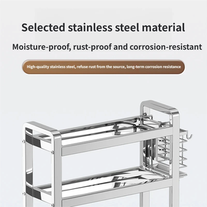 Nouveau support d'épices de <span class=keywords><strong>cuisine</strong></span> en acier inoxydable à trois couches épaissi 2026 avec porte-couteaux/baguettes intégré - Product Image 4