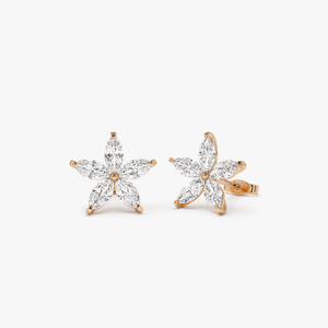 เครื่องประดับสวยงามดีไซน์ใหม่สำหรับผู้หญิงเครื่องประดับ14K รูปทรงมาร์คีส์ประดับเพชรรูปดอกไม้สำหรับสวมใส่ในชีวิตประจำวัน - Product Image 1