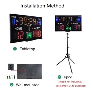 Tableau <span class=keywords><strong>de</strong></span> score électronique LED numérique GANXIN durable avec affichage du chronomètre <span class=keywords><strong>de</strong></span> 24 secondes, télécommande portable pour multisports - Product Image 5