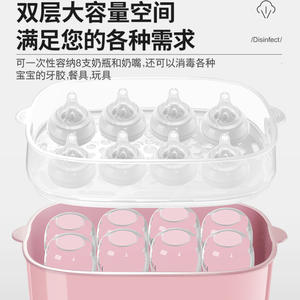 Esterilizador de biberones con doble capa y capacidad para 8 biberones, para desinfección y secado de accesorios de alimentación para bebés - Product Image 1