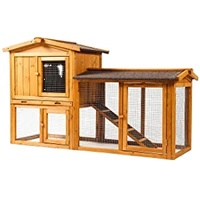 Grande maison de lapin en bois pour l'extérieur avec porte ventilée, plateau amovible et rampe, jardin, cour