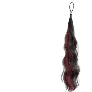 Extensión de Cabello para Moño con Reflejos, Larga y Ondulada, Color Negro y Rojo, Cola de Caballo Realista para Peinado de Moño Alto - Product Image 1