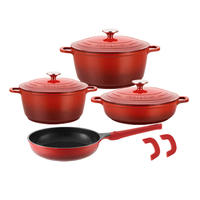 Set Peralatan Masak Aluminium Cor dengan Lapisan Anti Lengket, Gagang Lepas Pasang, Set Panci dan Wajan, Kompatibel untuk Semua Jenis Kompor, untuk Memasak di Dapur
