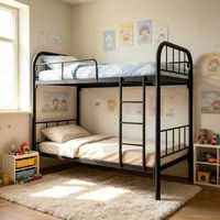 Cadre de lit superposé en métal de qualité commerciale, ODM/OEM, personnalisable, idéal pour la vente en gros aux hôtels et propriétés Airbnb