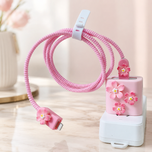 For iPhone 18W 20W Protectores De Cables TPU Silicone Cute 3D Flower Design Spiral <b>Phone</b> Data Usb Charger Cable <b>Protector</b> - Product Image 1