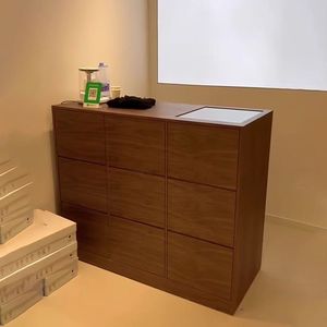Modern Black Wooden <b>Reception</b> Desk for Salon, Front <b>Counter</b> with Storage Cabinet for Beauty Shop - Product Image 5