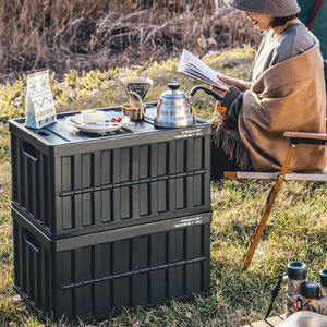 Citylife <span class=keywords><strong>64L</strong></span> Nhựa Gấp Hộp Lưu Trữ Màu Xanh Lá Cây Đen Đỏ Công Nghiệp Phong Cách Xe Hộ Gia Đình Ngoài Trời Tiết Kiệm Không Gian Có Thể Xếp Chồng Container - Product Image 4