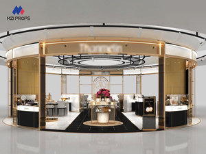 <span class=keywords><strong>Kiosque</strong></span> de maquillage personnalisé de couleur or noir pour centre commercial, design de <span class=keywords><strong>kiosque</strong></span> cosmétique élégant pour centre commercial - Product Image 5