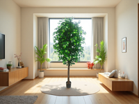 Nouvel Arbre Artificiel Ficus en PE avec Tronc en Plastique et Feuilles Vertes – Feuilles de Ficus et Banian pour Décoration Intérieure
