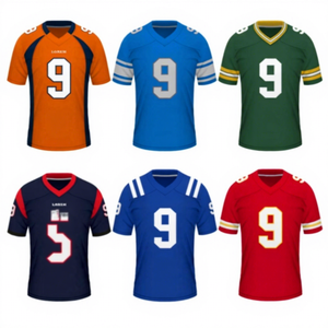 TOP Klaar voor verzending Hoge Kwaliteit American Football Shirts Ademend Materiaal Korte Mouw Plus Size Kenmerk voor Team en Fan Kleding - Product Image 1