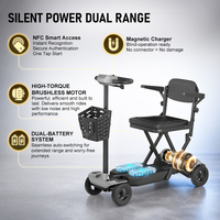 Scooter électrique pliable 15 kg en alliage de magnésium, double batterie, charge magnétique, scooter de voyage pour personnes âgées