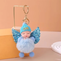 Petit pendentif boule de poils en peluche DIY fait main, porte-clés pour sac à dos femme, vente en gros