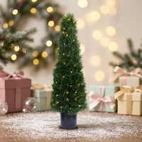 Sapin de Noël Artificiel 145 cm, 500-1000 Lumières, 8 Modes, Blanc Chaud, Pré-éclairé, Support Métallique, Décoration de Pot Rétro Illuminée à Brancher