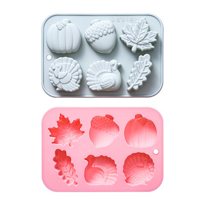 Moule en silicone antiadhésif thème dinde et citrouille, réutilisable de qualité alimentaire, mignon, magnétique, pour chocolat, bonbons et glaçons DIY - Product Image 1
