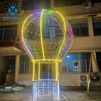 Anpu Lighting, Grand Ballon à Air Chaud LED RGB, Motif Lumineux, IP65 Étanche, Paysage Extérieur, Noël, Halloween, Mariage, Festival