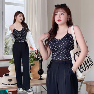 เสื้อกล้ามคอ halter ลายดอกไม้ Runqi N8441 สีดำ ไซส์พลัส เปิดหลัง สไตล์ลำลองสำหรับผู้หญิง ใส่ได้ทุกวัน - Product Image 2