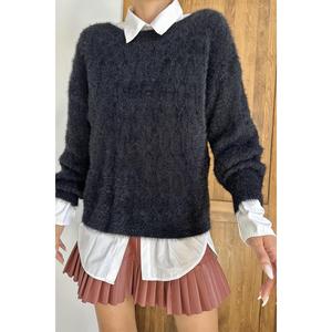 Suéter Casual de Punto para Mujer, Color Negro, Manga Larga, Mezcla de Lana Anti-Pilling - Product Image 2