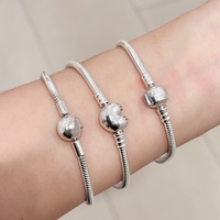 Bracelet Souris en Argent Sterling 925 avec Cœur en Zircon et Chaîne Serpent, Bijou pour Femme, Bracelet Animal, Cadeau, Bijoux PAN, Perles Breloques DIY