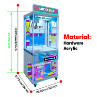 MAKER Machine à griffes d'arcade avec prise US, verrouillage à clé maîtresse, lumières colorées, lecteur de cartes commercial, machine à poupées à fort rendement